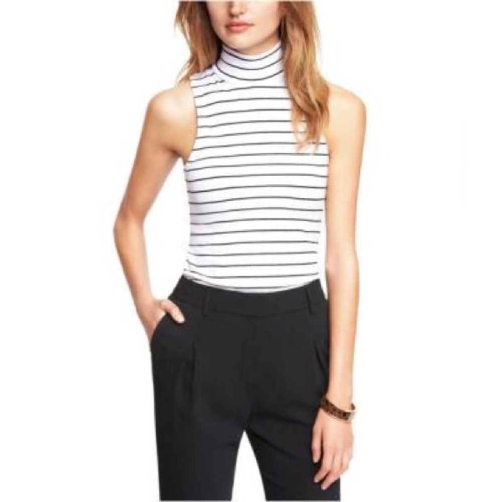 Long striped mock-neck shirt